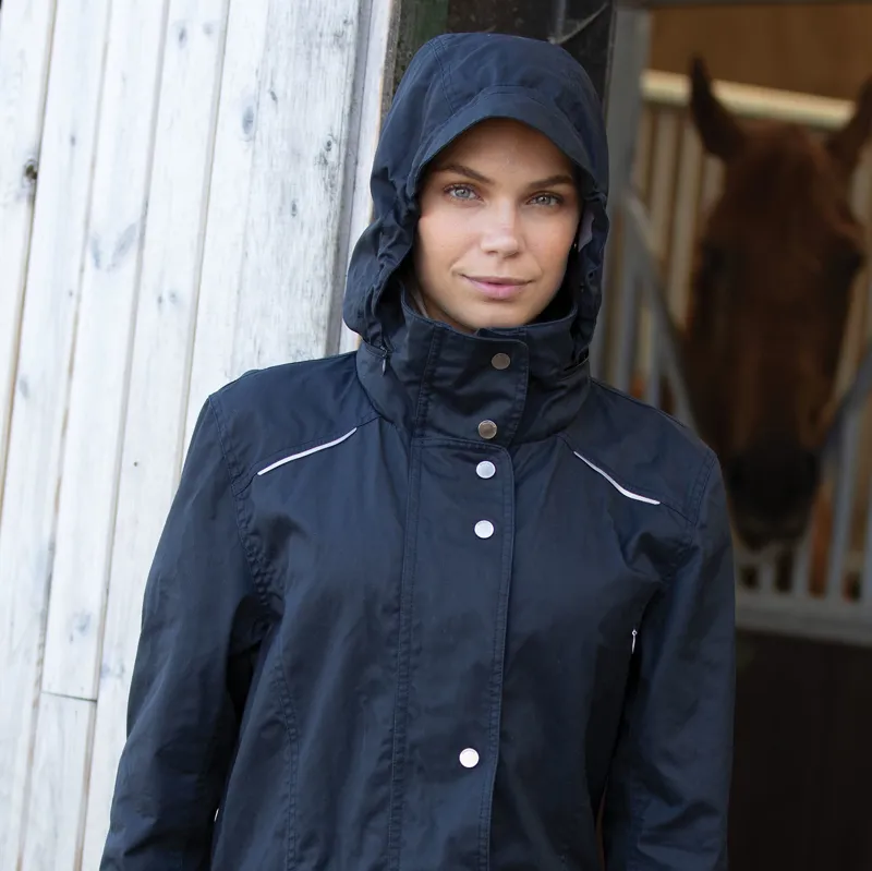 Equetech Ladies Venture Waterproof Trench Coat Navy-7